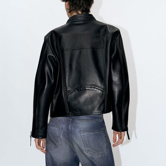 ZW COLLECTION ZIPPERED GENUINE LEATHER JACKET - Picture 12 of 16
